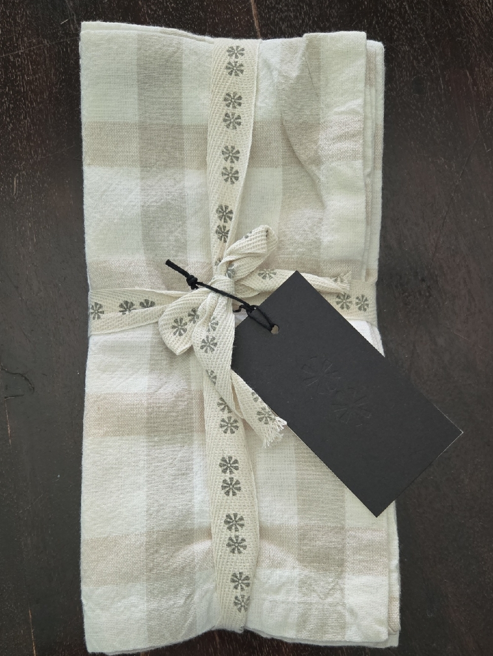 Indaba Checked Cotton Kitchen Towel - Cream
